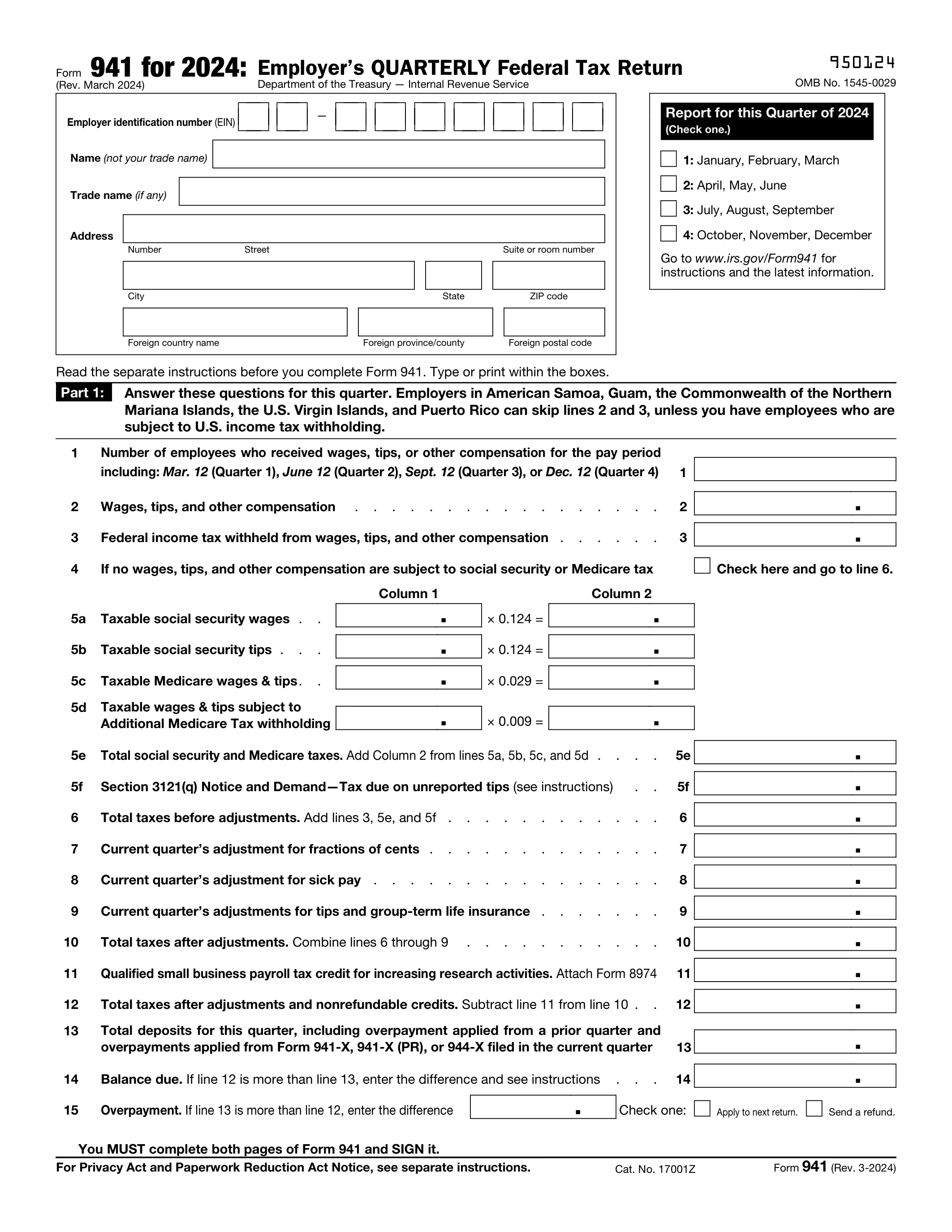 Form 941 Preview