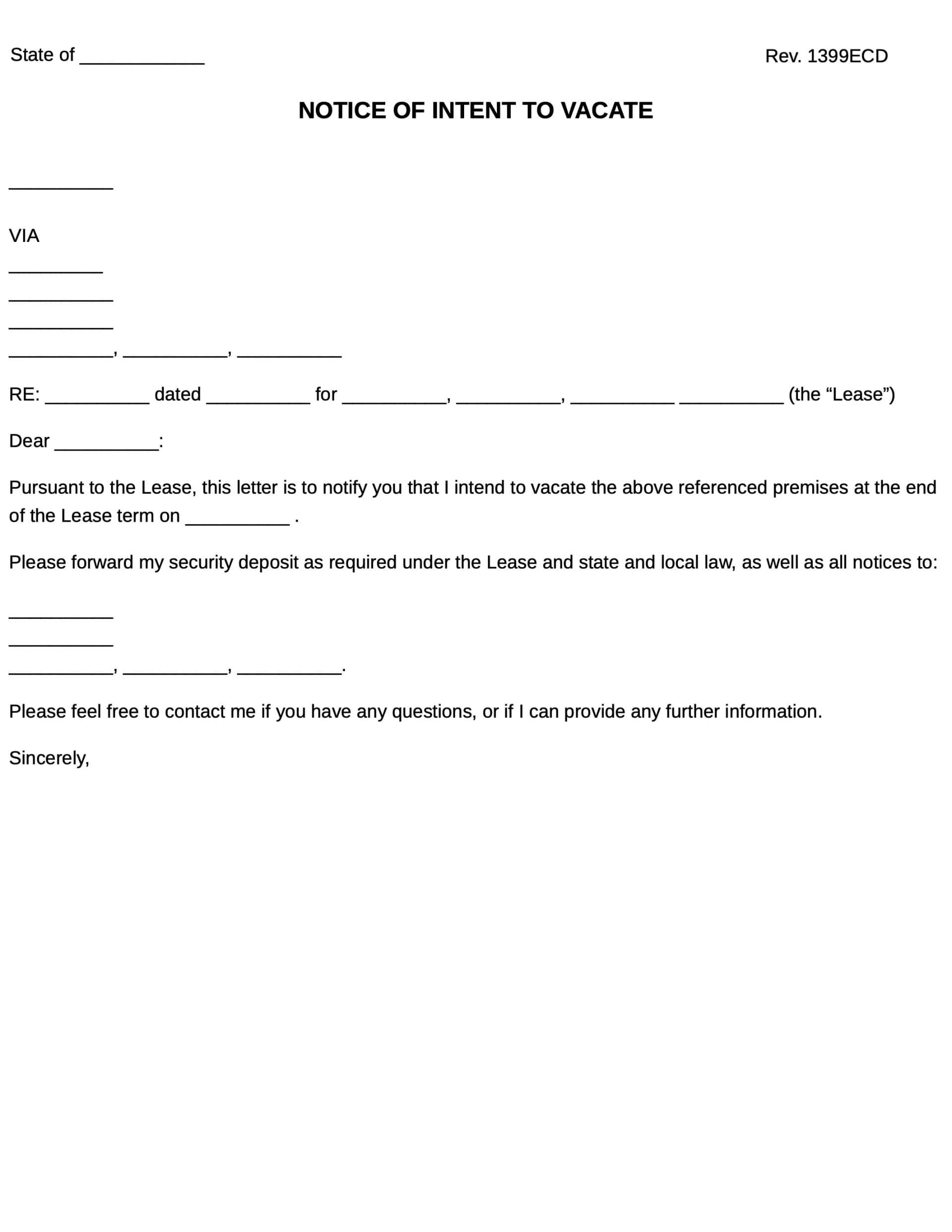 Notice Of Intent To Vacate Preview